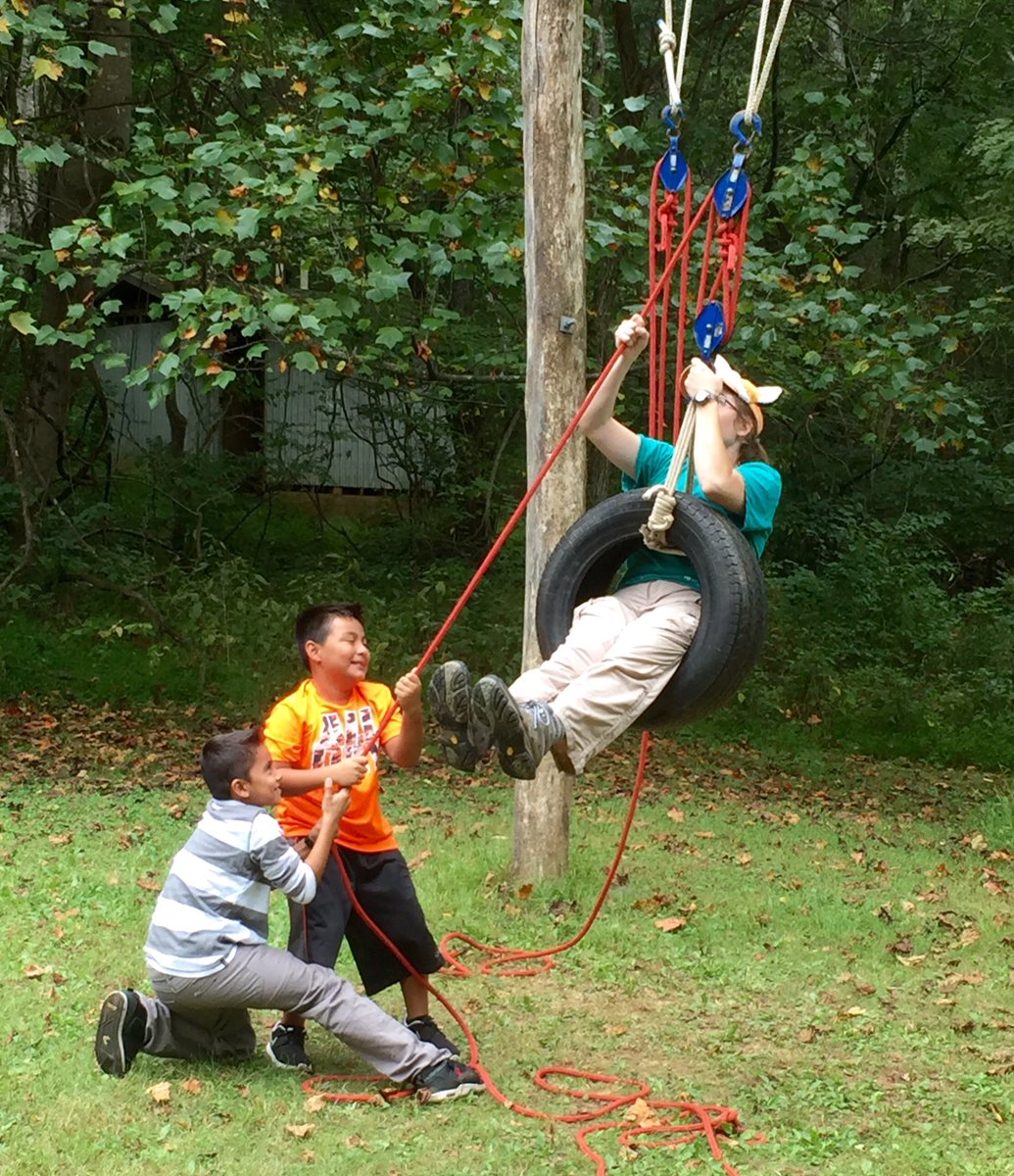 McK students learning about simple machines at the Outdoor Lab.