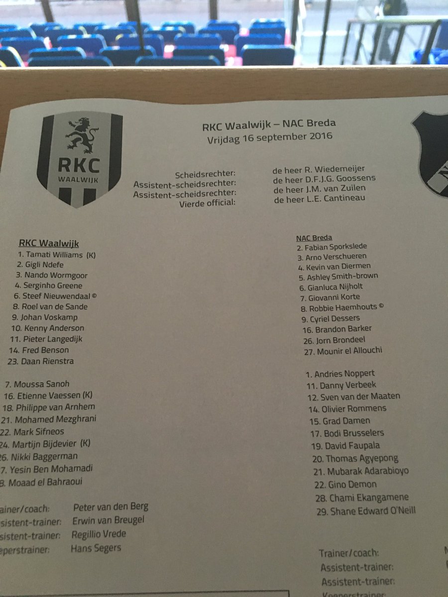 BSideRats's tweet photo. De opstellingen van vanavond! #NACpraat #rkcNAC #bootcombi https://t.co/w86xeQh3pt