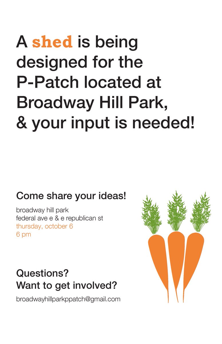 FedRepPark's tweet image. a SHED is being designed for the p-patch at Broadway Hill Park, come share your ideas!

thurs, 10/6 at 6pm @ BHP