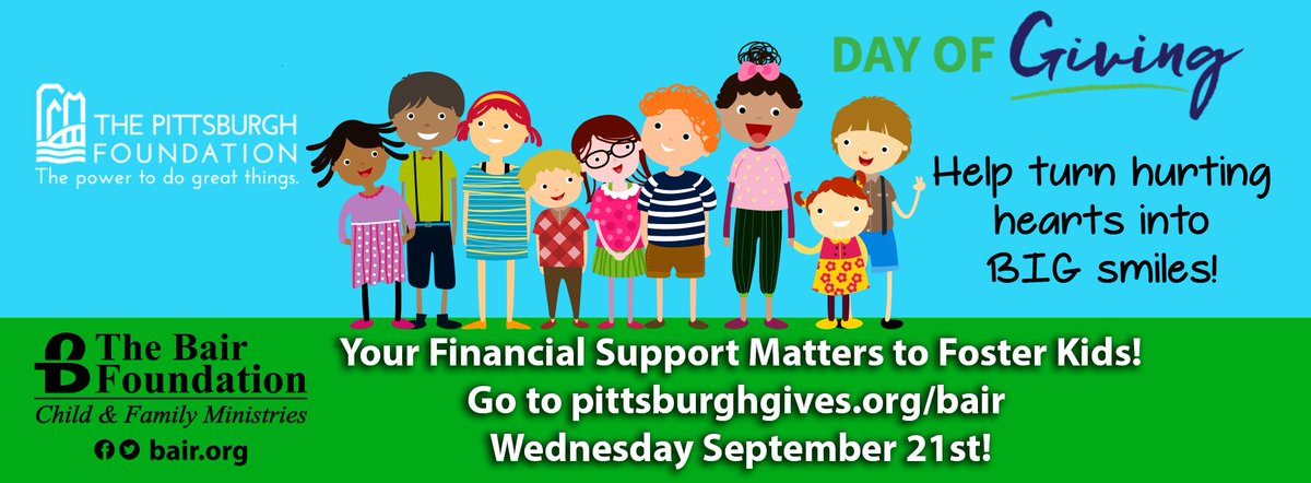 BairFoundation's tweet photo. Support area Foster Children during @PittsburghFdn #DayofGiving2016 https://t.co/rojmkLfC5a #DOG2016 #donate #give https://t.co/QMtRlTFgES