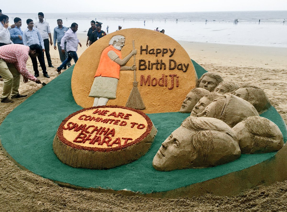 Sand artist @sudarsansand wishes @narendramodi on the eve of Prime Minister...