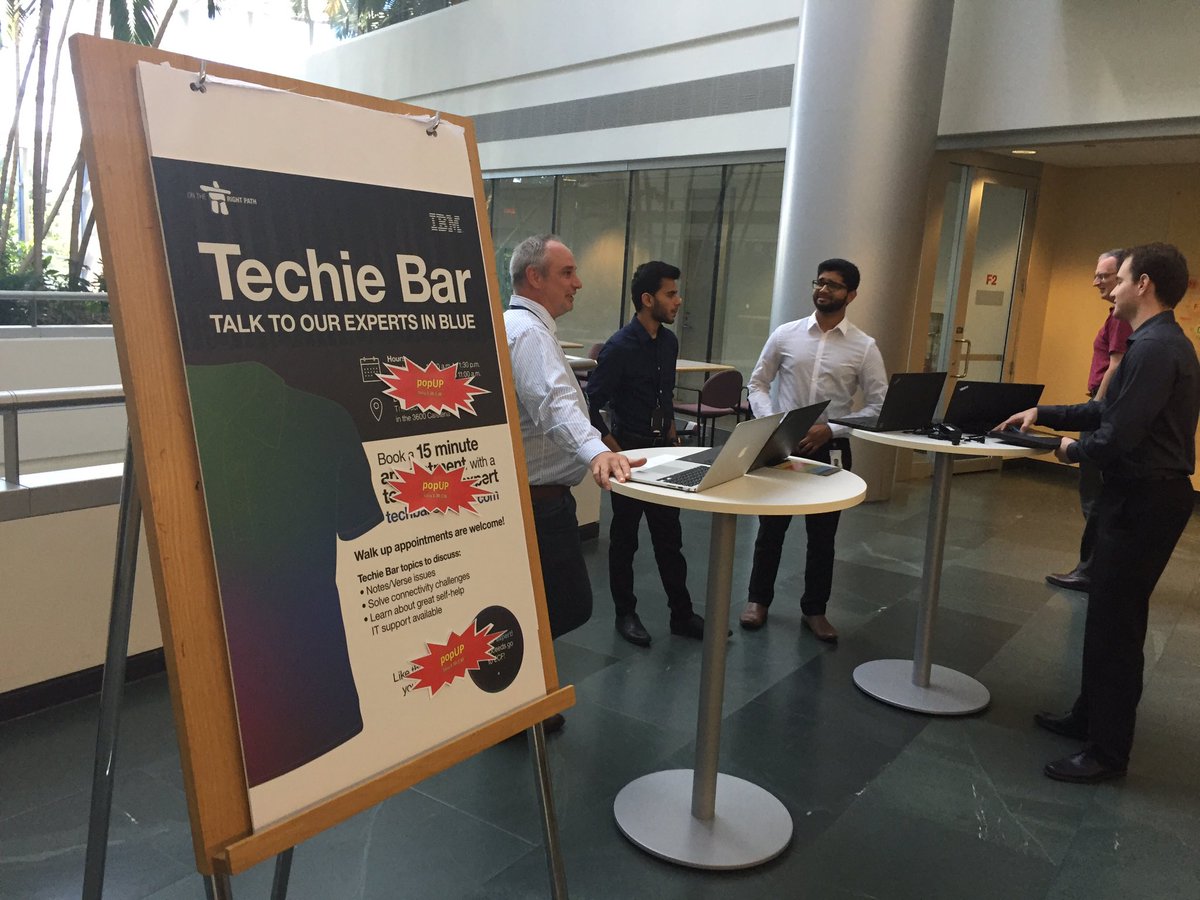nuzio's tweet photo. @IBMer_CA Come down to the Techie Bar at 3600. We'll be here until 3:30! https://t.co/XK88KfYJA8