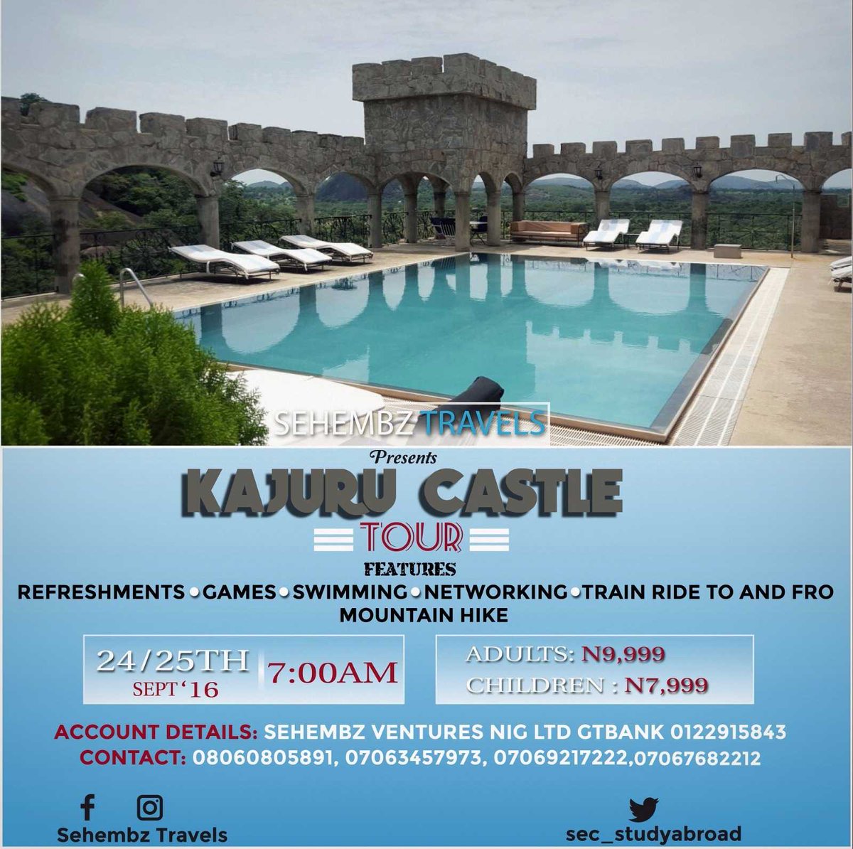 gbogbo_swagger's tweet image. 24:09:16 loading... 
Feel the rush...Experience the thrills...Enjoy the fun. 
Kajuru Castle Tour...#AdventureLoading