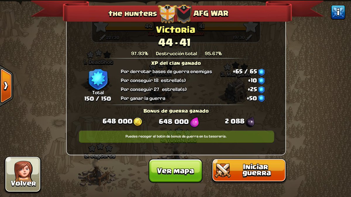 TheHunters_coc's tweet photo. @KojisanYT @LosGalosClan @Kahory_14  nueva victoria para nosotros en busca de mejorar el registro. https://t.co/X5wZTVoVYD