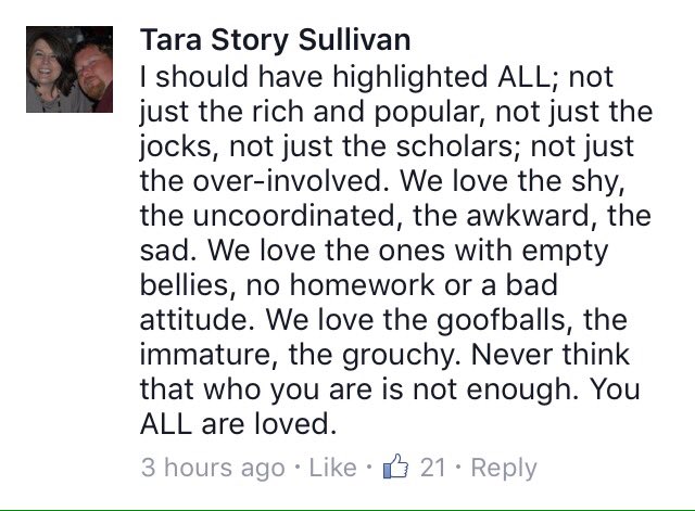 <a href="/tsully1988/">Tara Sullivan</a> comment under a picture telling all FCHS students they are loved. No truer words. #wfredbirds
