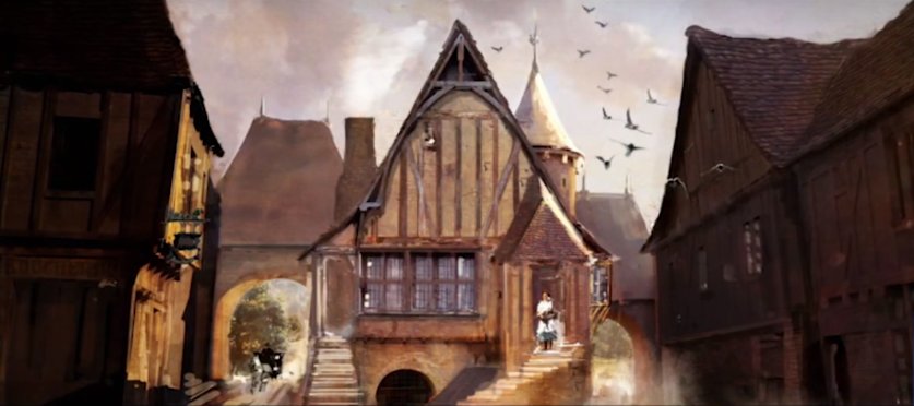 concept art ของหมู่บ้านที่เบลล์อยู่อาศัยค่ะ #BeautyAndTheBeast