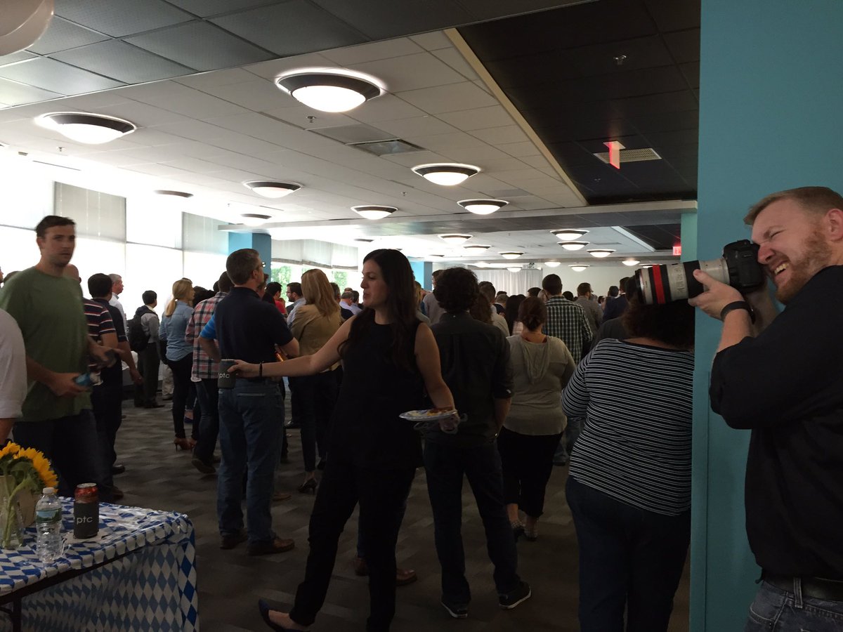 PTC's tweet photo. Behind the scenes! #PTCThinkTank @MassChallenge #Oktoberfest #networking https://t.co/RP30pIA9F7