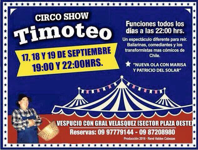 CircoTimoteo's tweet photo. Hoy viernes, función 22 horas!!! https://t.co/gDP6dZ2m4b