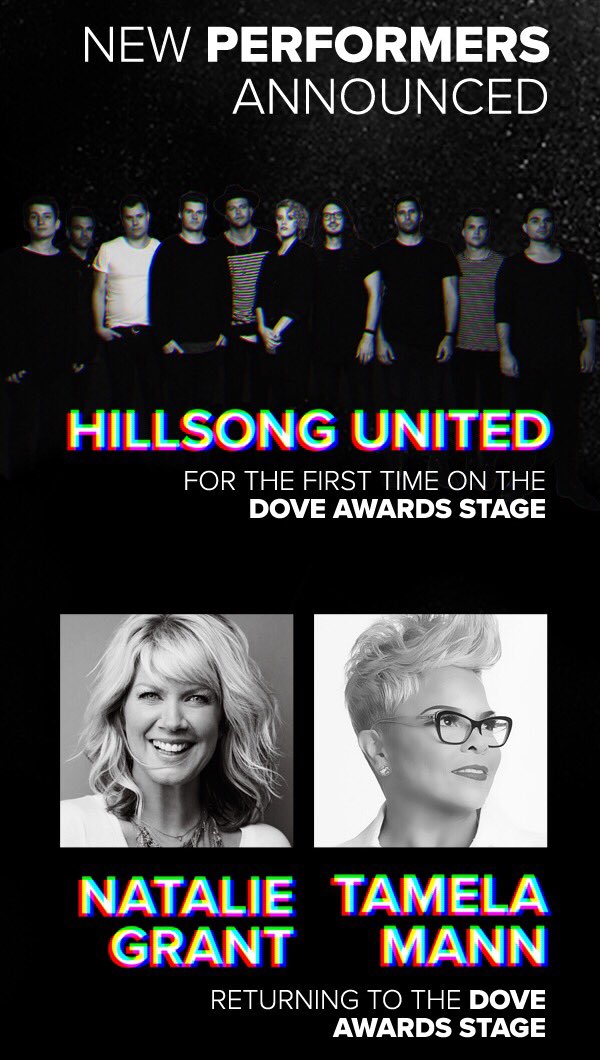 GMADoveAwards's tweet image. Did you see the BIG ANNOUNCEMENT?! @hillsongunited, @NatalieGrant &amp;amp; Tamela Mann set to perform at the #DoveAwards! 🙌