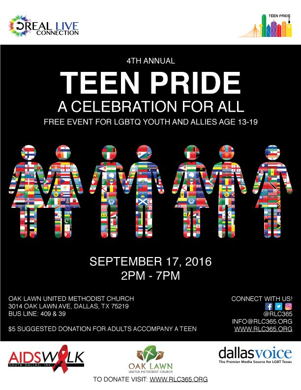 rlc365's tweet photo. Teen Pride is tomorrow! We hope to see you at the Oak Lawn United Methodist Church from 2-7PM! https://t.co/2vB6v5F6Xo