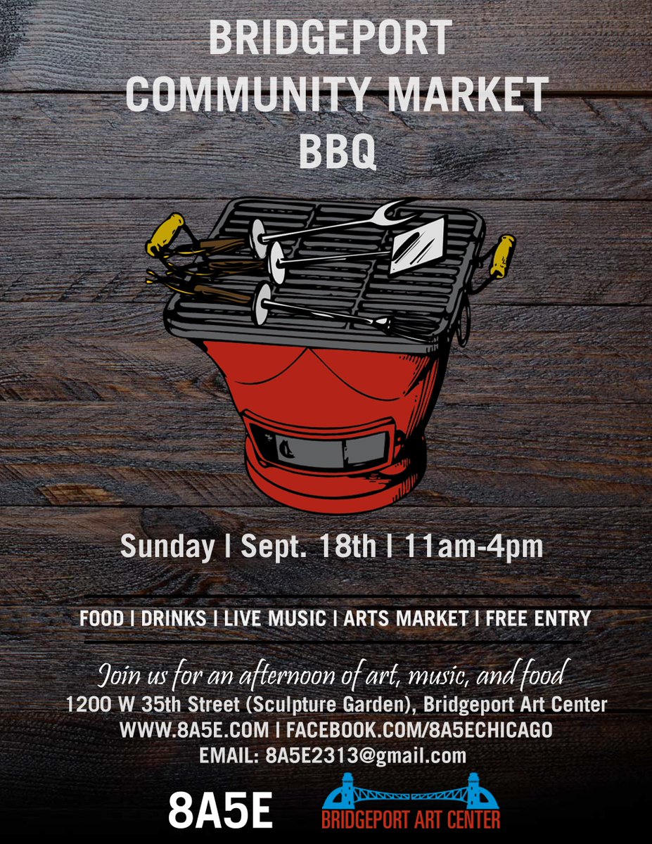 passionhousecr's tweet photo. Join @aaroncowans &amp; @8A5EChicago for music, food, art, COFFEE! and more @BridgeportArt Community BBQ Sun. 11am-4pm https://t.co/bw94IzOtDc