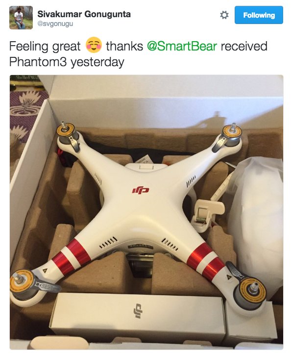 SmartBear's tweet image. Congrats again to @svgonugu for winning the Ultimate REST API Challenge and a #DJI Phantom 3 Drone! 🎉  #REST101