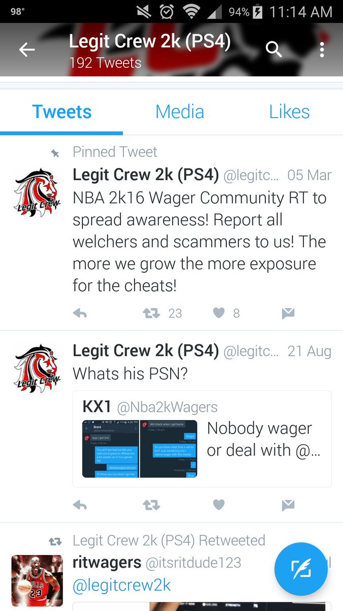 legitcrew2k's tweet photo. @TheSurrealAndre knows whats up! We're still exposing and listing welchers/scammers in 2k17! https://t.co/vu42ZjE2D0 https://t.co/B0fJqPXdp4