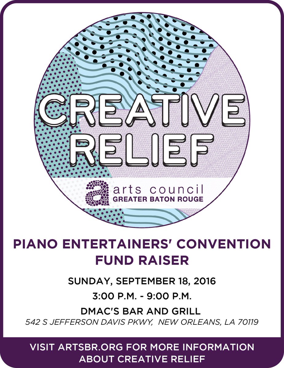 ArtsCouncilGBR's tweet photo. Piano Entertainers' Convention Fund Raiser Jam Session is this Sunday &amp; will benefit Creative Relief!#CreativeRelief https://t.co/qIvGfw6tv2