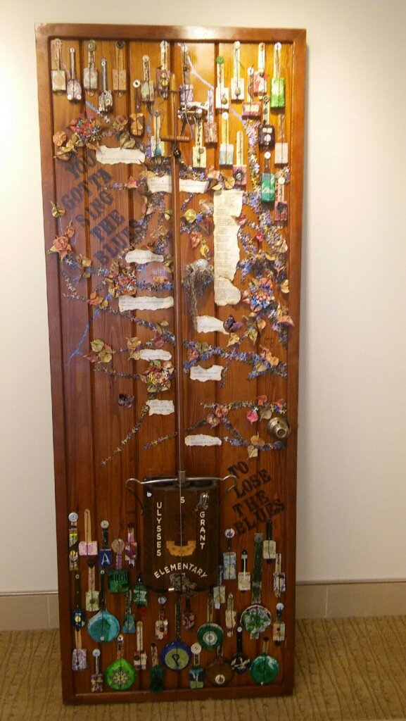 1st Arts &amp; Blues door by Grant 5th graders at Central Bank downtown!  Come see the others Friday, Sept. 23 @ 5:30.