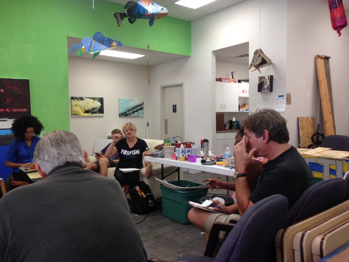 CLEOneWorldFest's tweet photo. @JamesLevin99 leading final @firefisharts #FireFishFest staff mtg for tomorrow's festival in Lorain. https://t.co/zPEWhBF3Ht