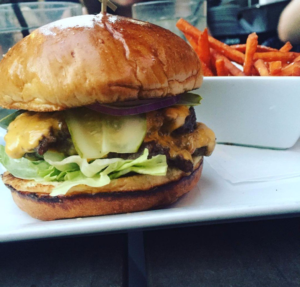 Yeah, a cheeseburger and sweet potato fries is just what you need right now. [📷: nosher_and_the_city via Instagram]