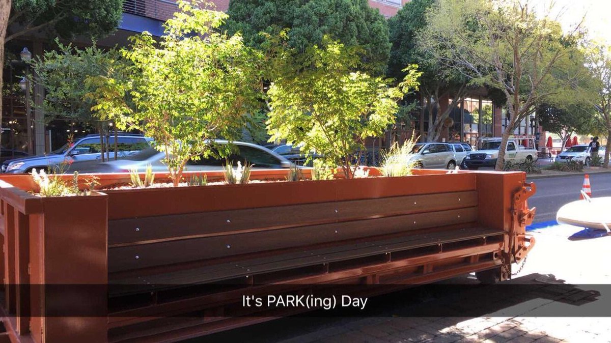 kolbyg's tweet photo. New parklet added to Mill Avenue in #Tempe! Open for the public, and mobile! #temperising https://t.co/GQu2mjOCEx