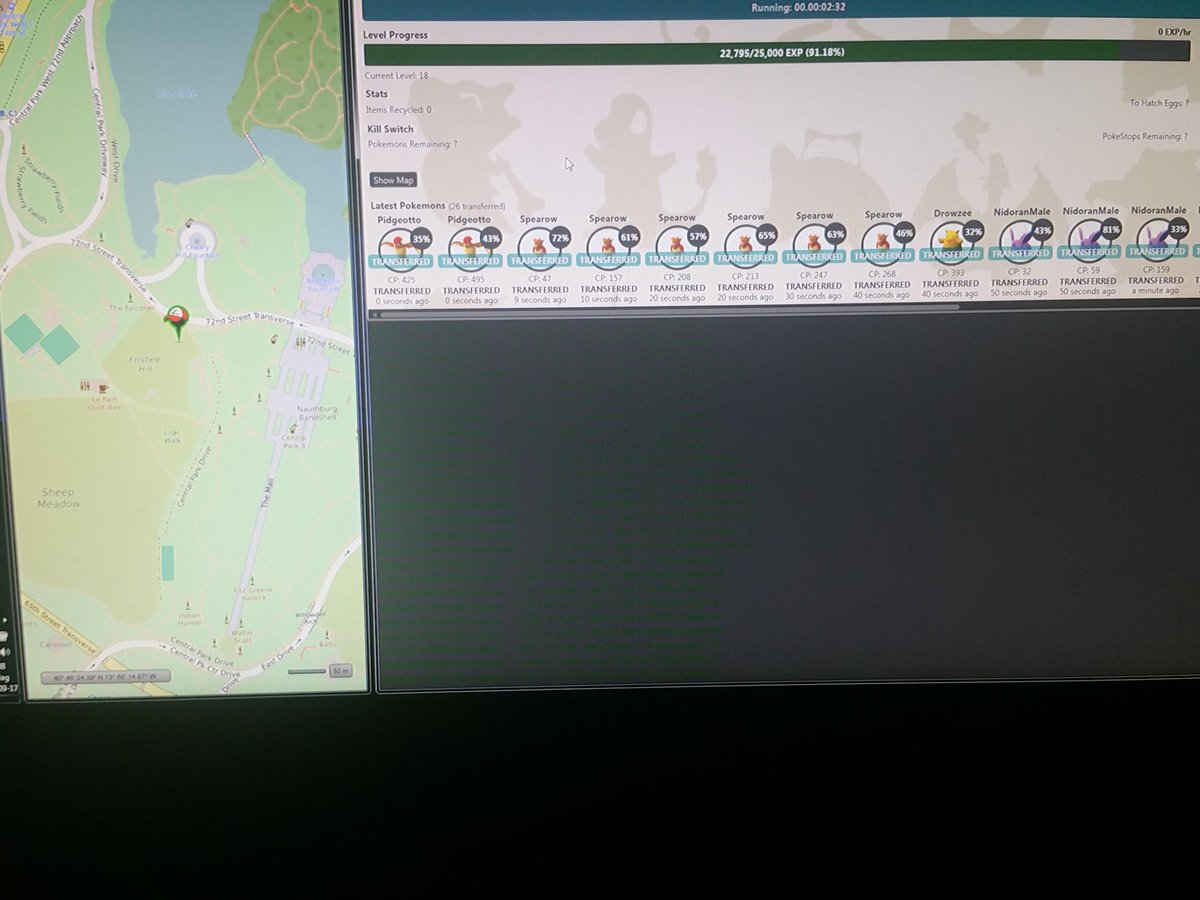 BotService7's tweet image. One of our bots up and running!#Pokemon #pokemongobots