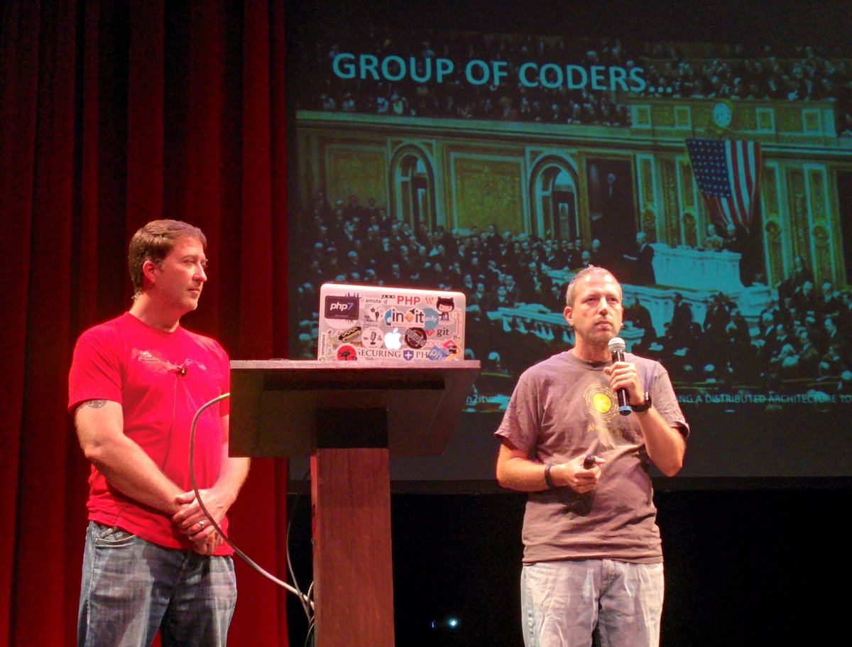 zaskoda's tweet image. &quot;Leveraging A Distributed Architecture...&quot; w/Lonnie Brown @lbrown972 and Michelangelo van Dam @dragonbe at #pnwphp