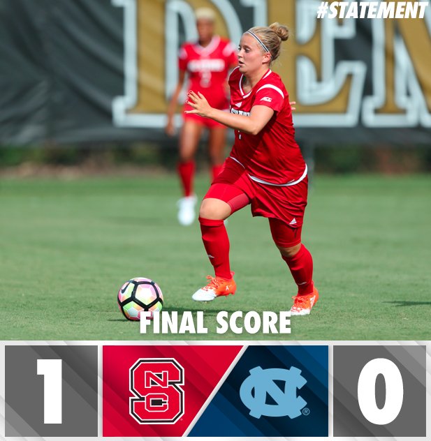 PackWSoccer's tweet photo. FINAL: NC State knocks off No. 7 UNC 1-0 in Chapel Hill! #STATEMENT https://t.co/ooF8BmxAxA