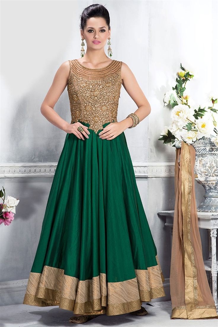 ZipkerShopping's tweet photo. Check out this beautiful #green &amp; #golden #anarkalisuit  from #Zipker. Shop now: https://t.co/E1dPviZk8f https://t.co/HgX2OFa73H