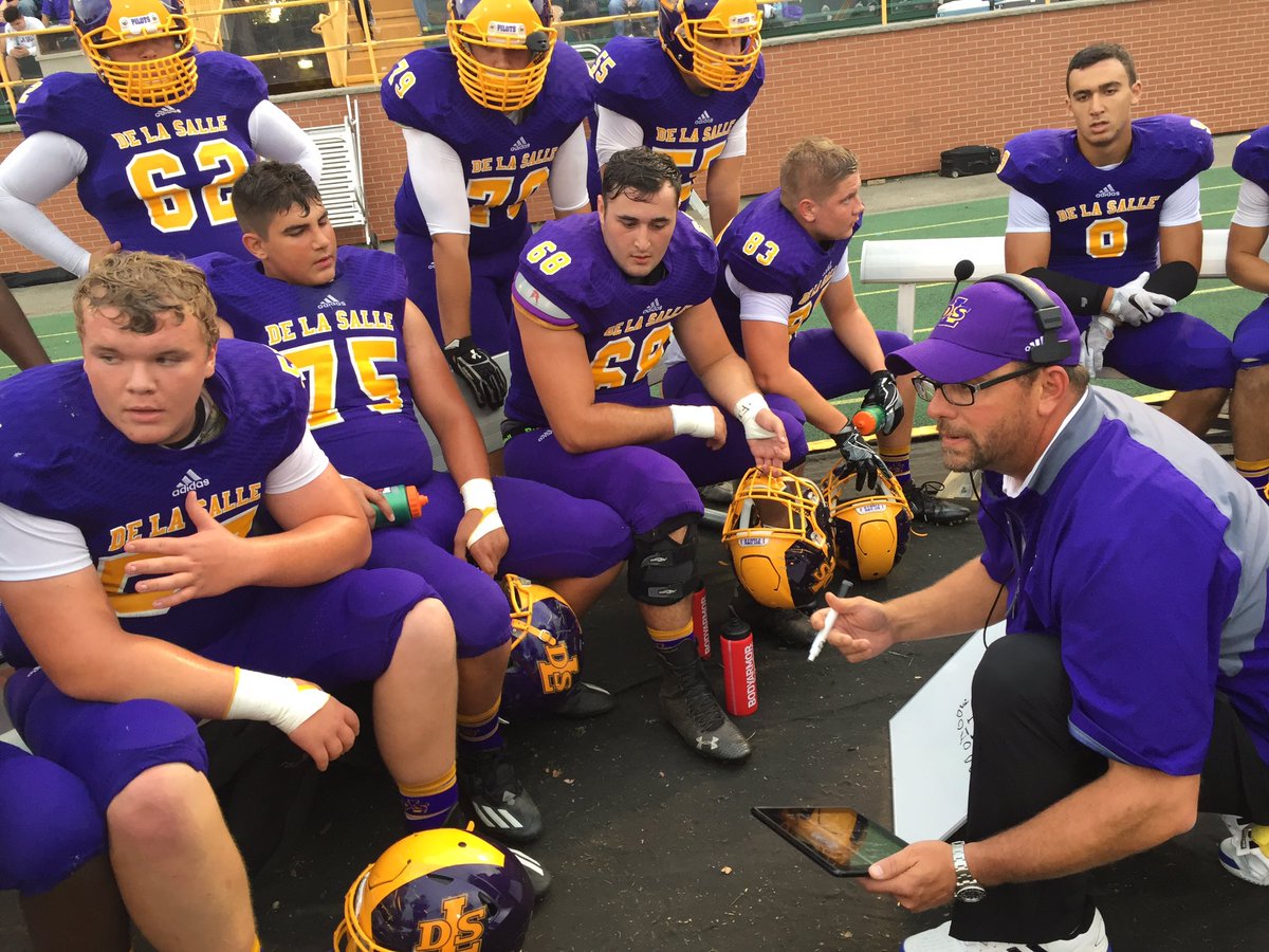 DeLaSalleAD's tweet photo. No matter the score... @DLSPilotFball Coaches are "Builders of Boys and Makers of Men." #beatOLSM #pilotpride https://t.co/onTQ8pVj3t
