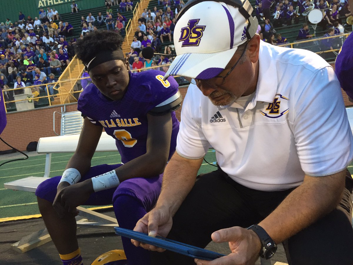 DeLaSalleAD's tweet photo. No matter the score... @DLSPilotFball Coaches are "Builders of Boys and Makers of Men." #beatOLSM #pilotpride https://t.co/onTQ8pVj3t