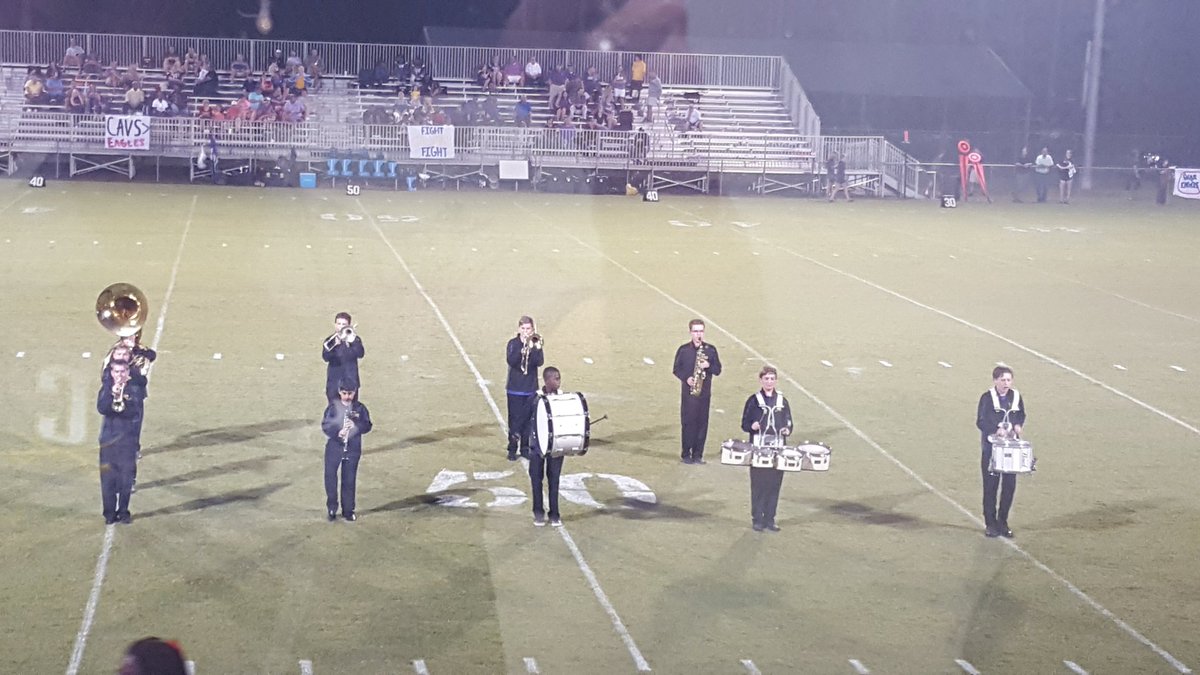 Cavalier_Sports's tweet photo. Marching Cavaliers under the direction of Bryce Bielec. #Cavband. At half Calvary 23 MOCO 0 https://t.co/qQAwmnjulc