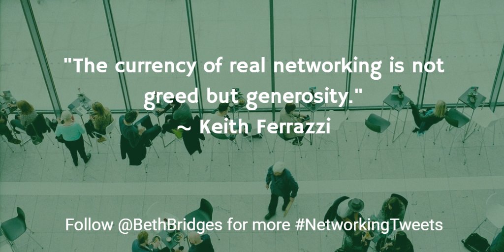 BethBridges's tweet photo. Do you have a favorite networking quote? I'd love to see it and share it!
Tag me or #networkingquotes https://t.co/zw9UagEFPd