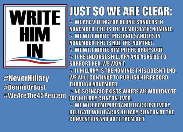 hobbitj's tweet photo. #BernieOrBust #WriteHimIn @WriteBernieIn https://t.co/WTRJyqCbOy