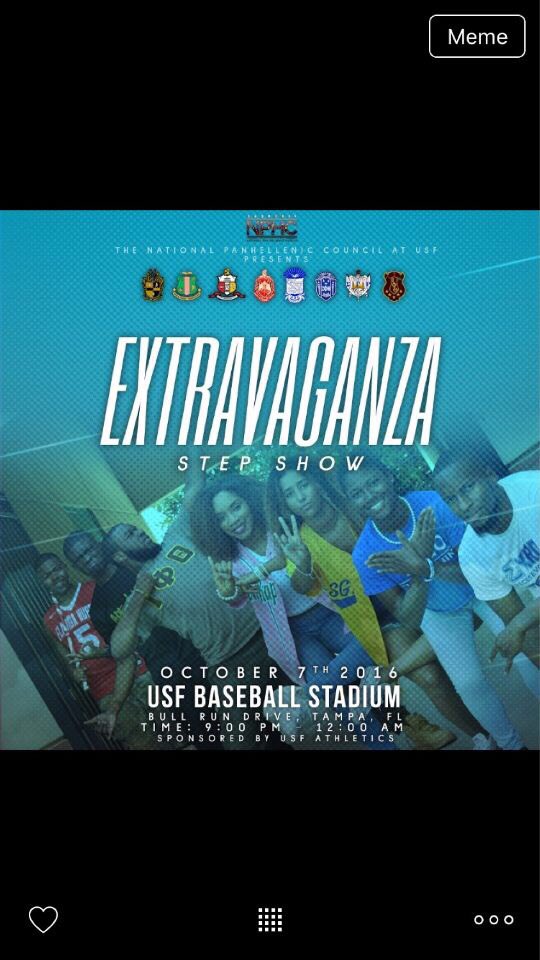 USF_SGRhos's tweet photo. Where Else Would You Be On October 7th? Extrav duh💃🏾 #extrav #2016 #stepshow #nphc #usfgreeklife https://t.co/rdHCuAgwQY