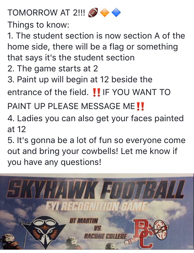 GAME DAY TOMORROW! And follow us on Facebook! Orange and Blue Crew 🔶🔷