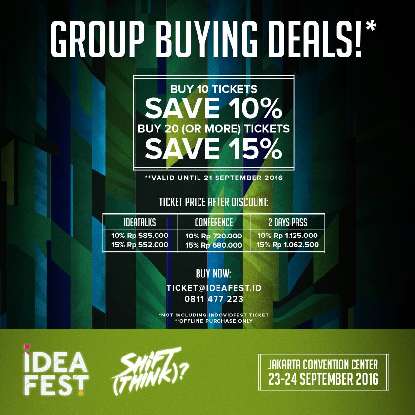 Special promo EXTENDED! Untill 21 September 2016! Grab it fast! #ShiftThink #IDEAFEST2016