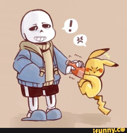 Slender_Chronic's tweet image. Sans and Pikachu