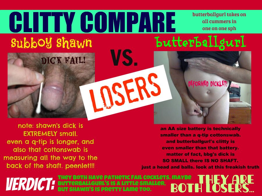 HumiliatrixLisa's tweet photo. @someguy_40 versus @butterballgurl in #clittycompare
no winners, only 2 losers lol #SPH 
@RTEBONYDOMME @femdomRT Ty https://t.co/HLhWKCmjEp