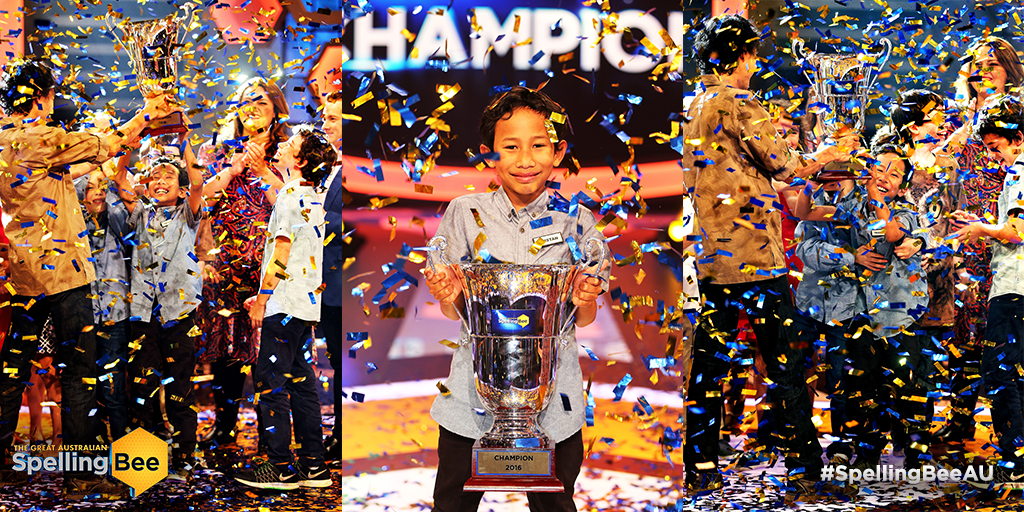 Tristan is The Great Australian Spelling Bee champion for 2016. Congratulations Tristan! 🎉 #SpellingBeeAU