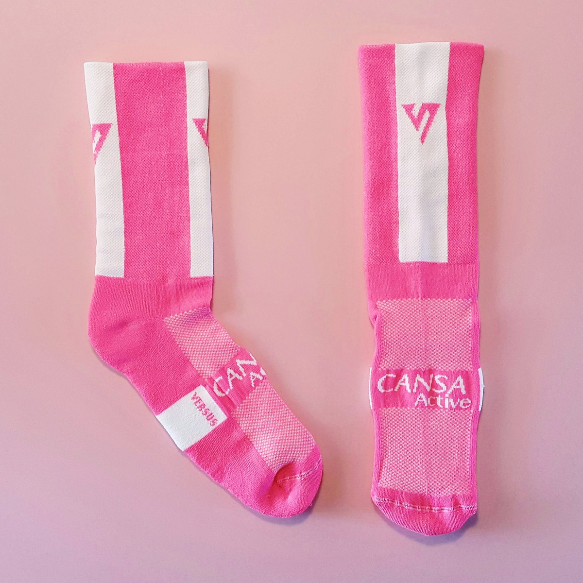 Custom PINK socks for Cansa Active 🌸 Available through <a href="/Biosport_SA/">Biosport</a> &amp; <a href="/CANSA/">CANSA</a>. All proceeds will go to Cansa