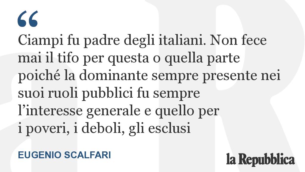 repubblica's tweet photo. Scalfari ricorda #Ciampi: Vita all'insegna di legalità e cultura, ci portò lui nell'euro https://t.co/69kiomxMcS https://t.co/eeflOFVt5j