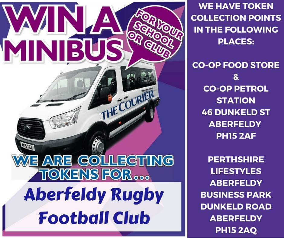 ABERFELDY RFC (@aberfeldy_rfc) on Twitter photo Help us collect tokens from Courier to enter Win a Minibus Comp. <a href="/courier_pshire/">The Courier (Perth & Kinross)</a> <a href="/thecourieruk/">The Courier</a> #competition #minibus Help us collect tokens from Courier to enter Win a Minibus Comp. <a href="/courier_pshire/">The Courier (Perth & Kinross)</a> <a href="/thecourieruk/">The Courier</a> #competition #minibus