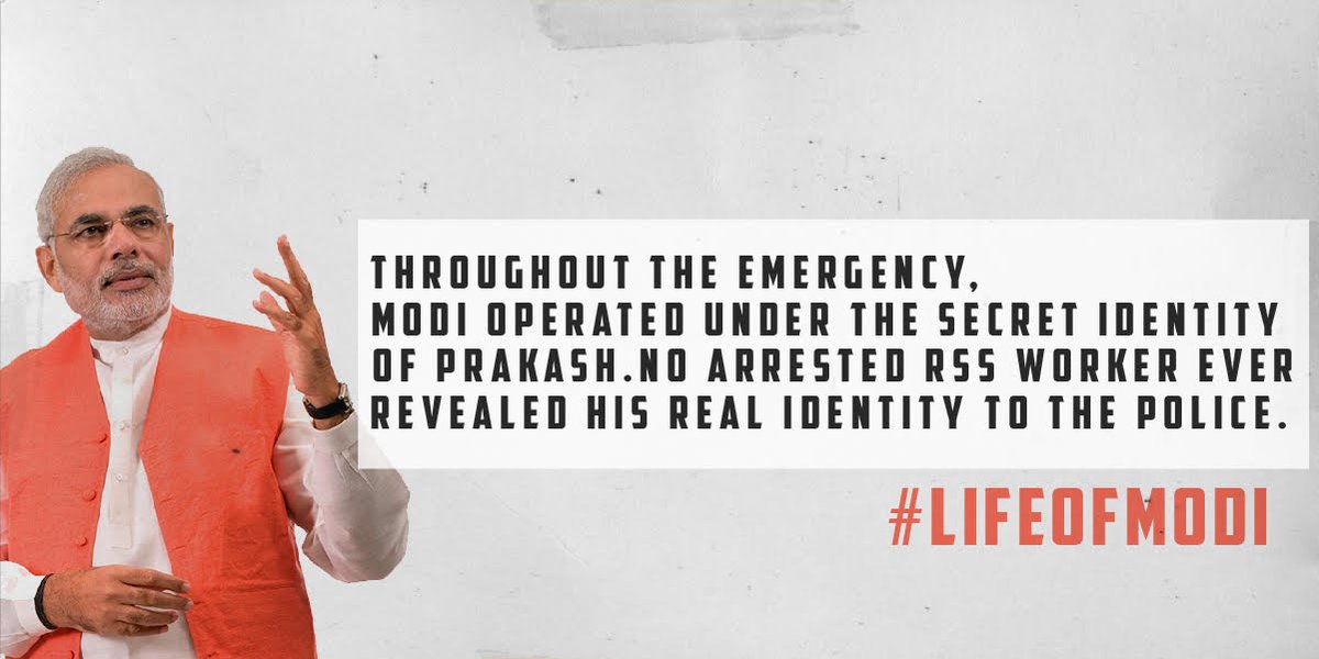 juggernautbooks's tweet photo. Fact: He was operating under a fictitious name & was a part of RSS resistance against the government. #LIFEOFMODI https://t.co/CzpO6UNsyJ