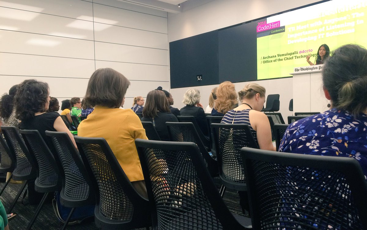 TeamWashPost's tweet image. &quot;Speak up! Stating your opinion is not a bad thing.&quot; @dccto @OCTODC #CodeHer16 #careeradvice #womenintech