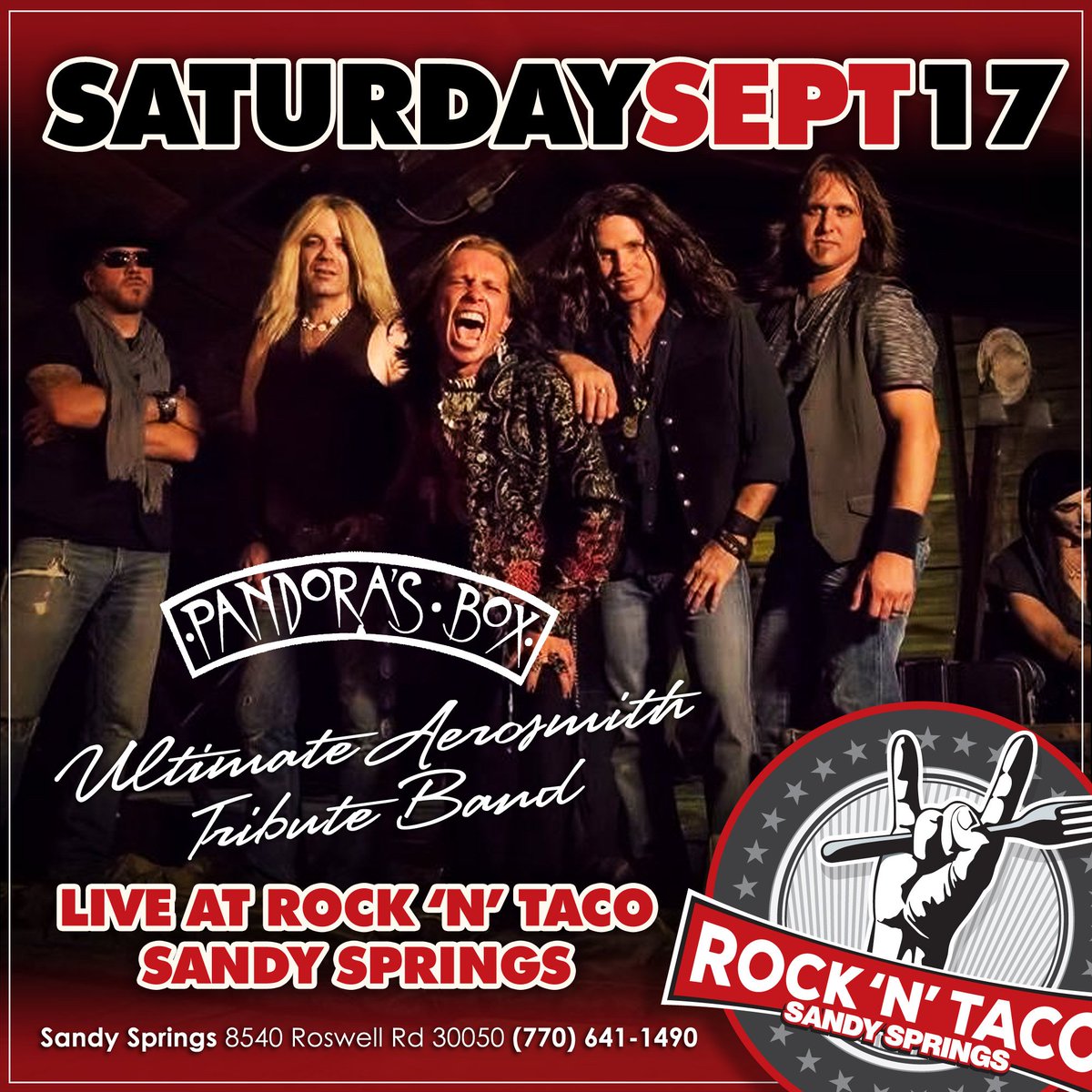 rock n taco on Twitter: "Pandora's Box - Ultimate Aerosmith Tribute Band at Rock 'N' Taco Sandy Springs TONIGHT! https://t.co/o18Q0H2QR9" / Twitter