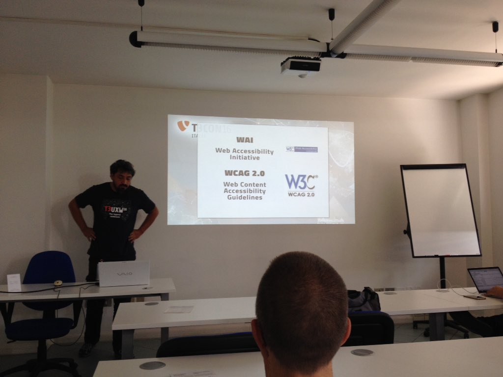 T3ItaliaTeam's tweet photo. #T3CON16ITALIA #accessibility evoluzione delle linee guida #w3c @abramoteso https://t.co/LCcq845qIl