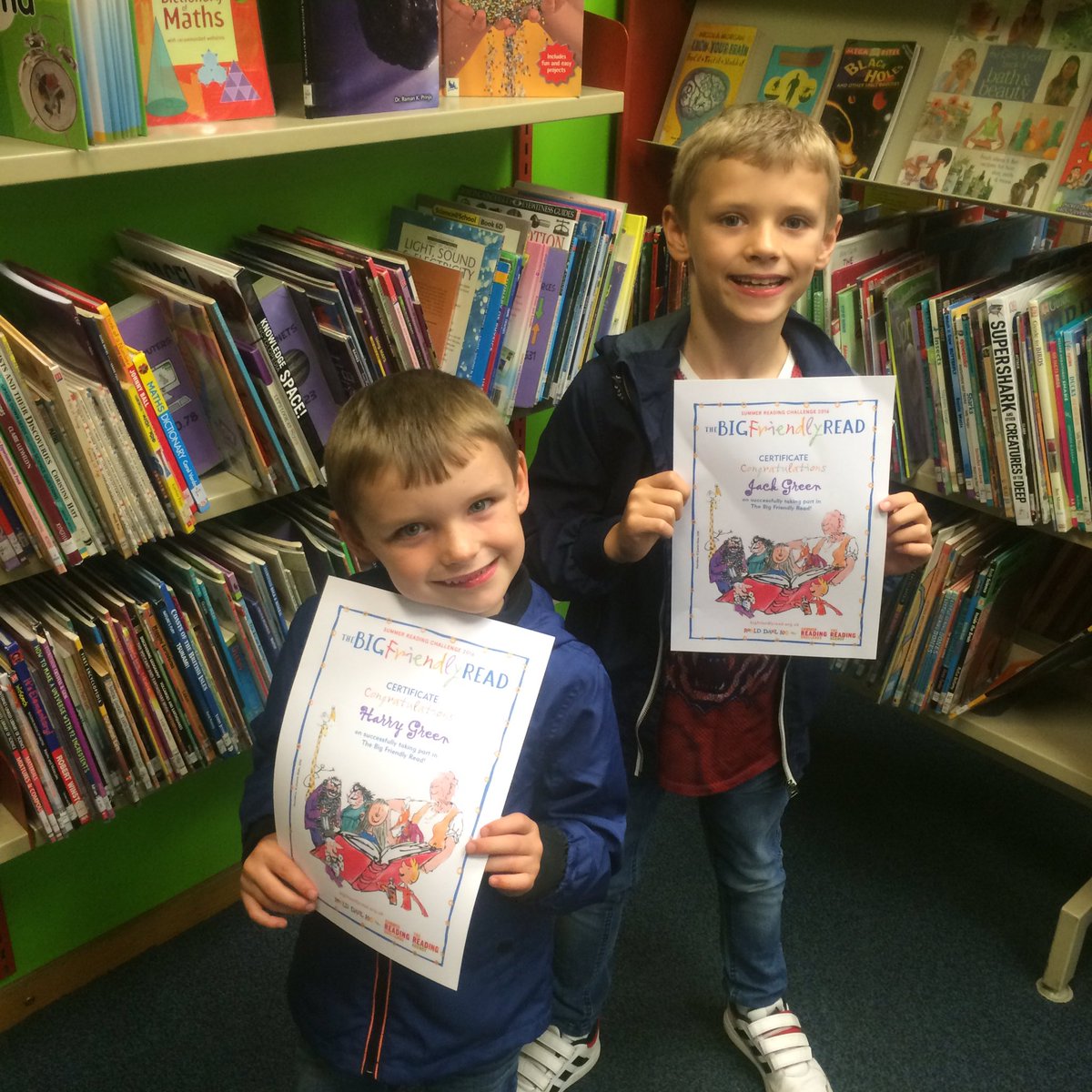 FionaMrsgreen's tweet photo. The boys are very proud of their certificates! @AncasterPrimary #SummerReadingChallenge https://t.co/b0VKpBAkPC