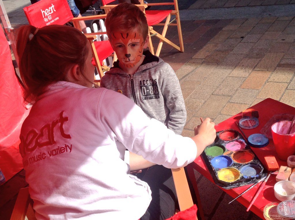 HeartWales's tweet photo. The Angels are busy facepainting &amp; giving out water. Look at this tiger @WeLoveMerthyr! Join us for #ReadyTeddyGo! https://t.co/RCSOx3YPyu