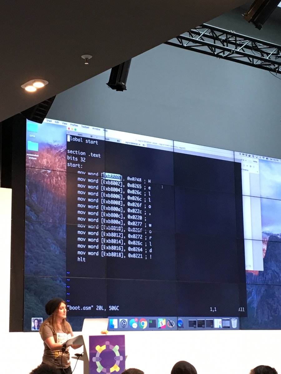 TKindr3d's tweet photo. Writing OS seems like a piece of cake according to @ag_dubs #RustFest https://t.co/RoVupmvbBA