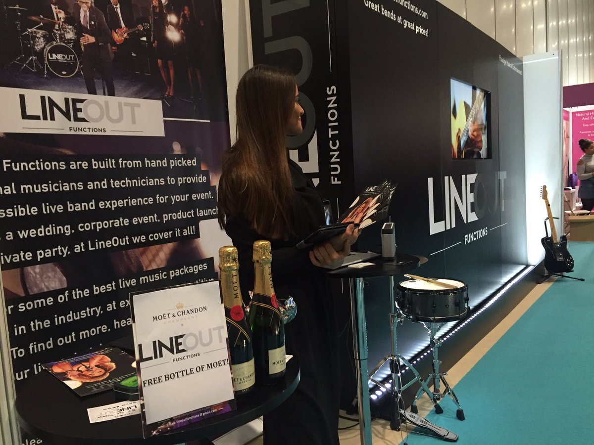 LineOutFunction's tweet photo. Pop by and grab 5% off and a FREE bottle of MOËT at @TheWeddingFairs stand A26! https://t.co/TYRdgTlmXo