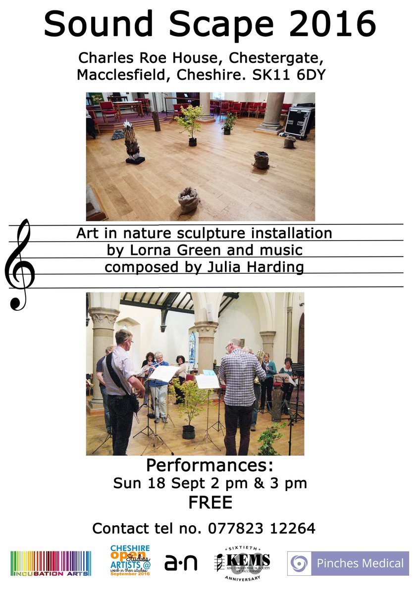 SoundScape Art in nature installation.Musical Performances Sun 18 Sept  2 &amp; 3 pm FREE <a href="/CharlesRoeHouse/">Charles Roe House</a> #Macclesfield