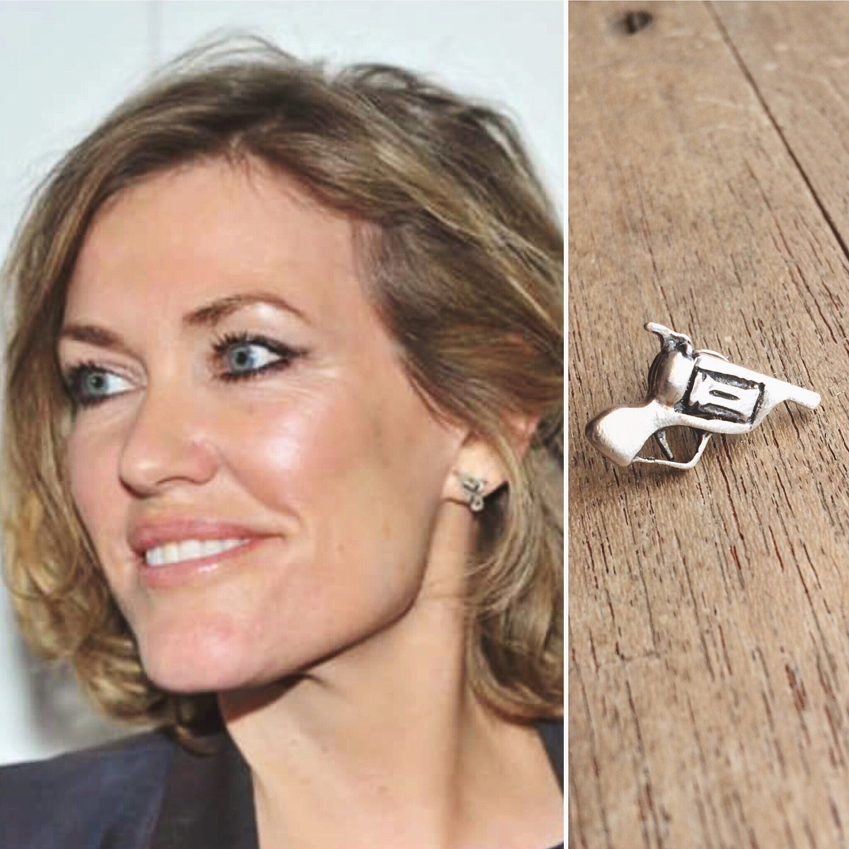 peculiarvintage's tweet photo. An oldie but a goodie (referring to the design not gawgeous Cerys M). Our 🔫 studs fr £59 for a pair #cerymatthews https://t.co/Mi3AjRUutN